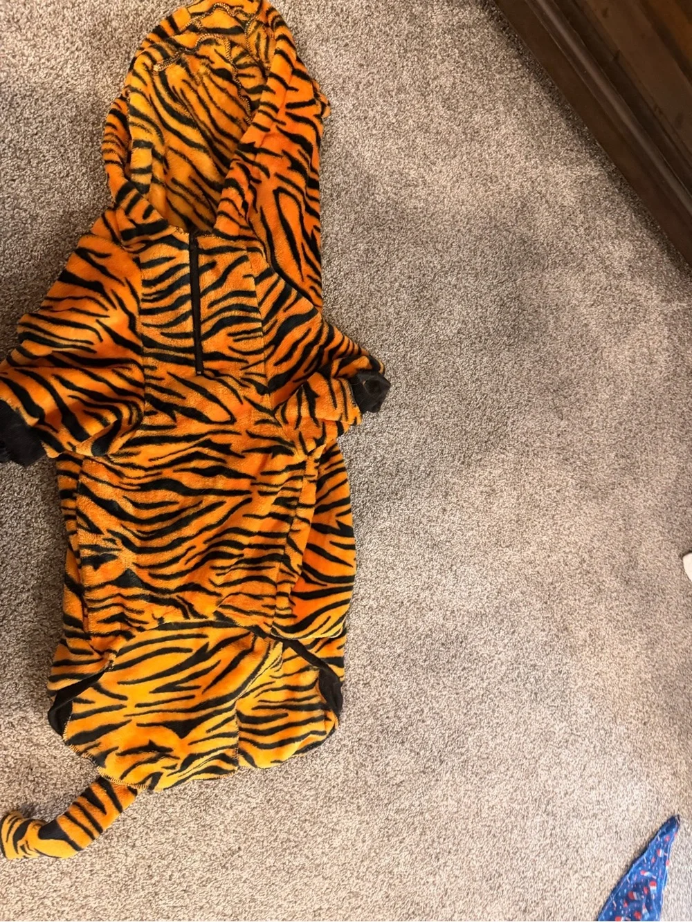 Tiger Print Orange Hooded dog costume (Halloween costume for Tigger) LARGE